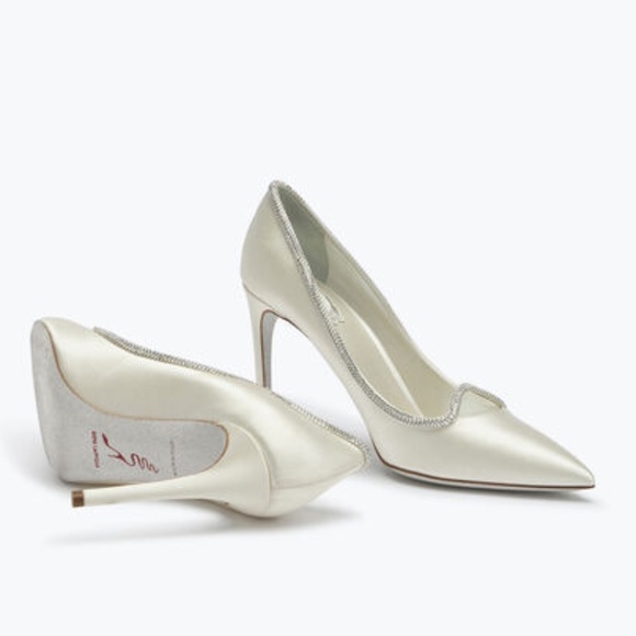 RENE CAOVILLA - Sylvie White Satin Pump - MSRP $1280 - NWT SAVE $700